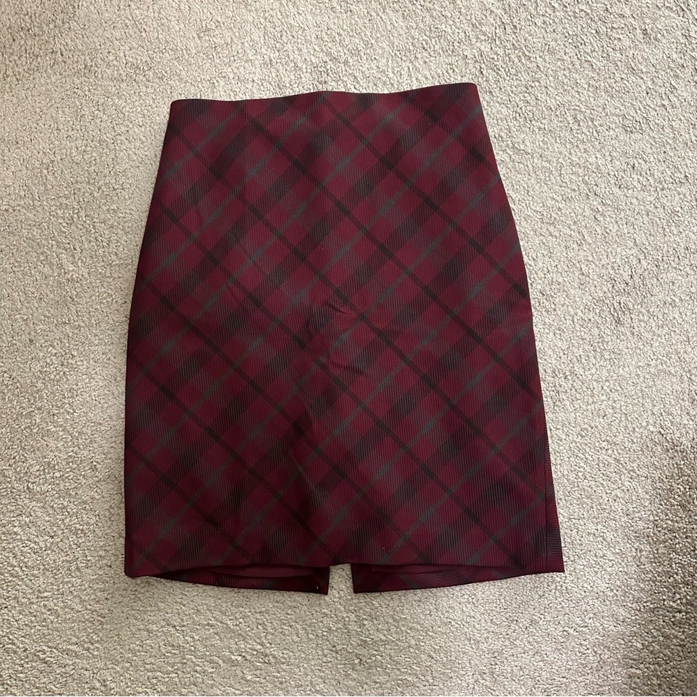 EXPRESS Burgundy Plaid Skirt